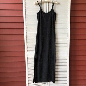 Vintage shape fx long black stretchy bodycon dress, size 8